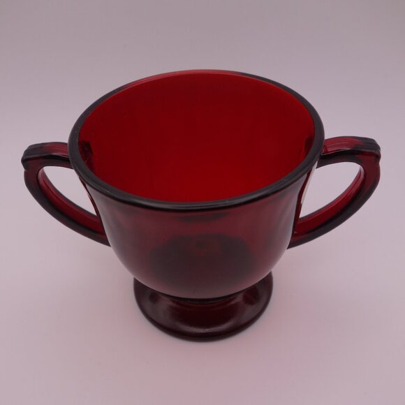 Red Glass Sugar Bowl and Milk Jug Set - Picture 3 of 16